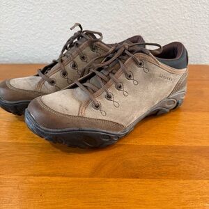 Merrell Hiking Quartz Brindle Grey Brown Leather Trail Shoes - Womens 9